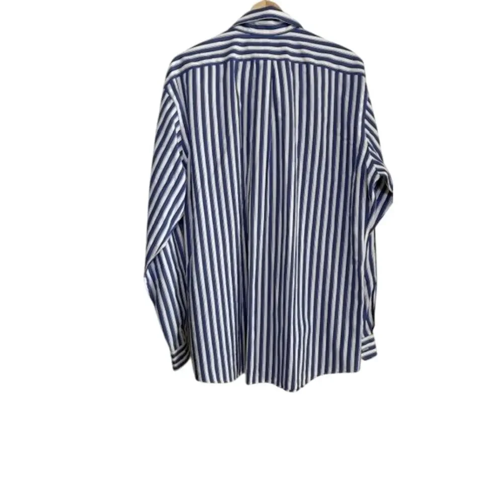 Polo Golf Ralph Lauren Ellington Shirt L Blue Stripe Button Down Titleist Cotton